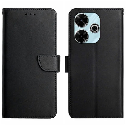 HT02 For Xiaomi Redmi 13 4G Case Nappa Texture Genuine Cow Leather Flip Phone Cover