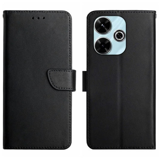 HT02 For Xiaomi Redmi 13 4G Case Nappa Texture Genuine Cow Leather Flip Phone Cover