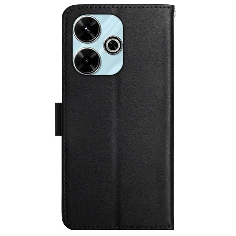 HT02 For Xiaomi Redmi 13 4G Case Nappa Texture Genuine Cow Leather Flip Phone Cover