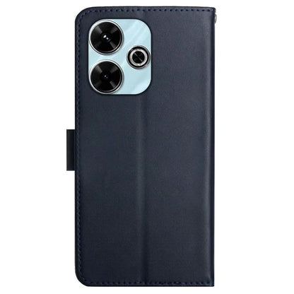 HT02 For Xiaomi Redmi 13 4G Case Nappa Texture Genuine Cow Leather Flip Phone Cover