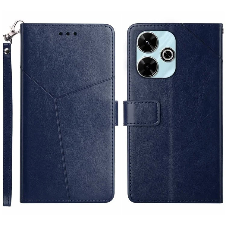 HT01 For Xiaomi Redmi 13 4G Case Leather Flip Phone Cover Y-Shaped Lines
