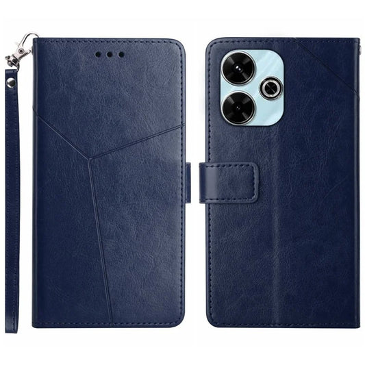 HT01 For Xiaomi Redmi 13 4G Case Leather Flip Phone Cover Y-Shaped Lines