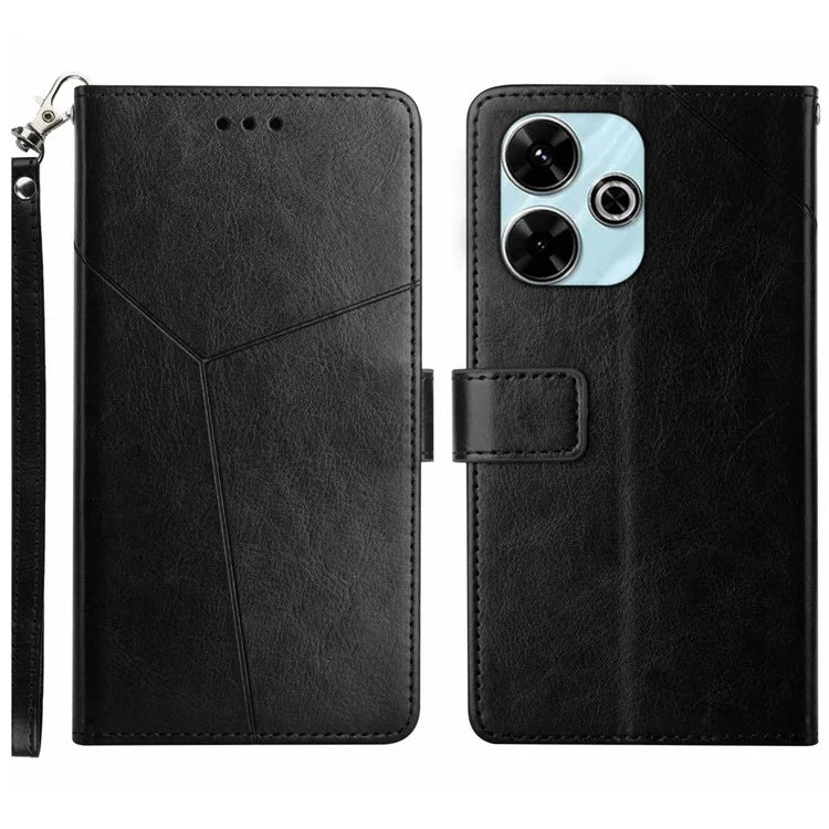 HT01 For Xiaomi Redmi 13 4G Case Leather Flip Phone Cover Y-Shaped Lines