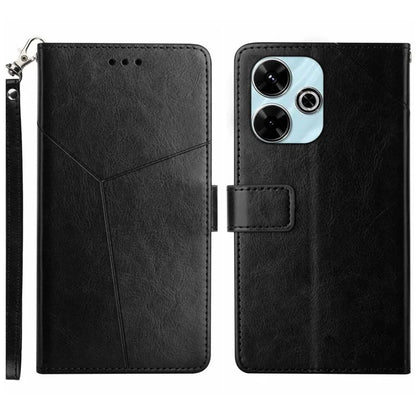 HT01 For Xiaomi Redmi 13 4G Case Leather Flip Phone Cover Y-Shaped Lines