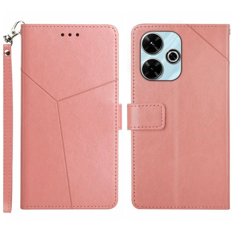HT01 For Xiaomi Redmi 13 4G Case Leather Flip Phone Cover Y-Shaped Lines