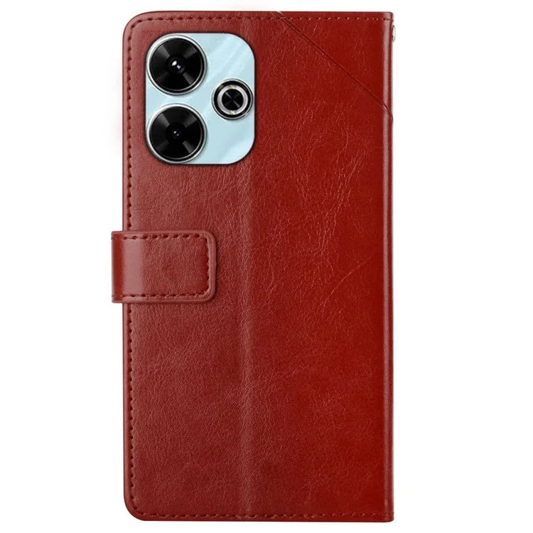 HT01 For Xiaomi Redmi 13 4G Case Leather Flip Phone Cover Y-Shaped Lines