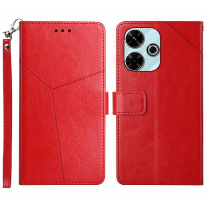 HT01 For Xiaomi Redmi 13 4G Case Leather Flip Phone Cover Y-Shaped Lines