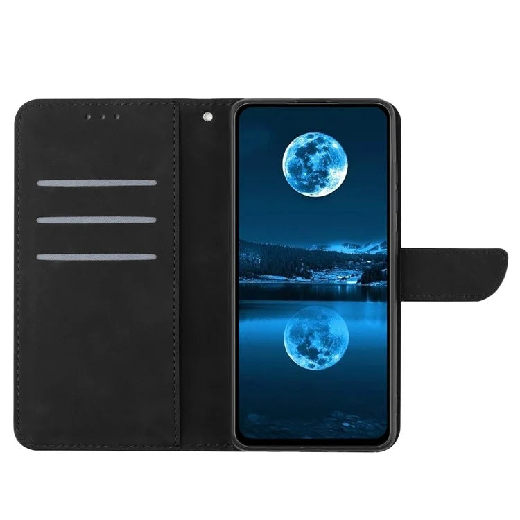 HT05 For Xiaomi Redmi 13 4G Case Card Holder Leather Phone Cover Lines Imprinted