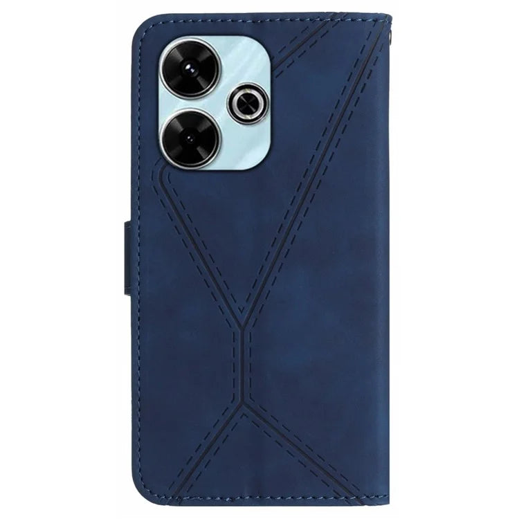 HT05 For Xiaomi Redmi 13 4G Case Card Holder Leather Phone Cover Lines Imprinted