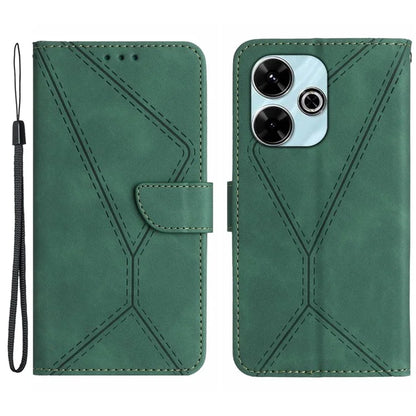 HT05 For Xiaomi Redmi 13 4G Case Card Holder Leather Phone Cover Lines Imprinted
