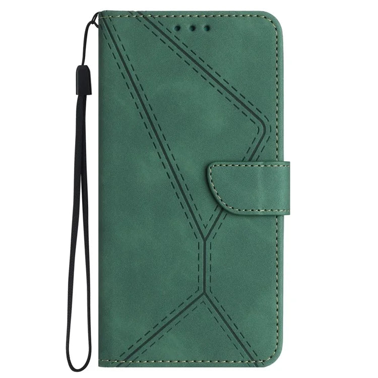 HT05 For Xiaomi Redmi 13 4G Case Card Holder Leather Phone Cover Lines Imprinted