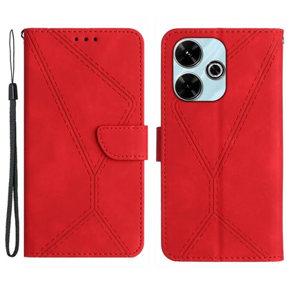HT05 For Xiaomi Redmi 13 4G Case Card Holder Leather Phone Cover Lines Imprinted