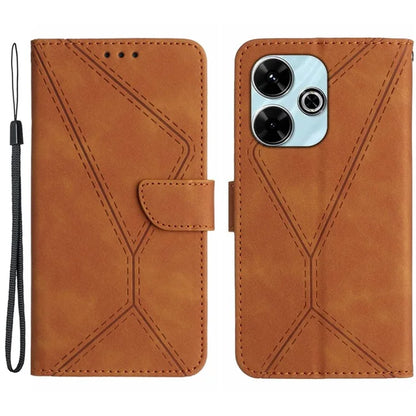 HT05 For Xiaomi Redmi 13 4G Case Card Holder Leather Phone Cover Lines Imprinted