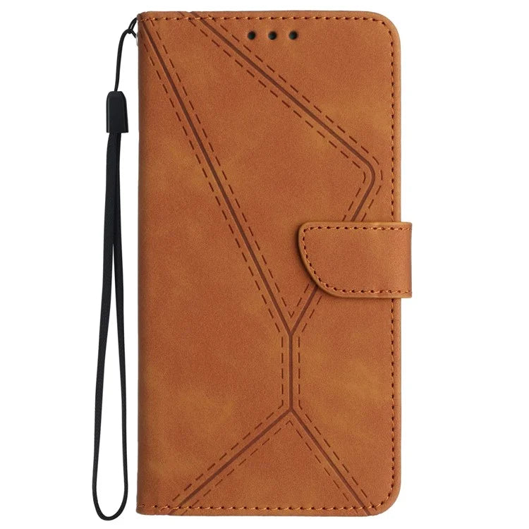 HT05 For Xiaomi Redmi 13 4G Case Card Holder Leather Phone Cover Lines Imprinted