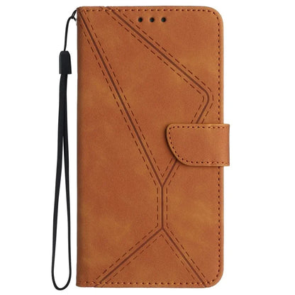 HT05 For Xiaomi Redmi 13 4G Case Card Holder Leather Phone Cover Lines Imprinted