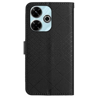 HT06 For Xiaomi Redmi 13 4G Case Litchi Texture Leather Wallet Phone Cover with Strap