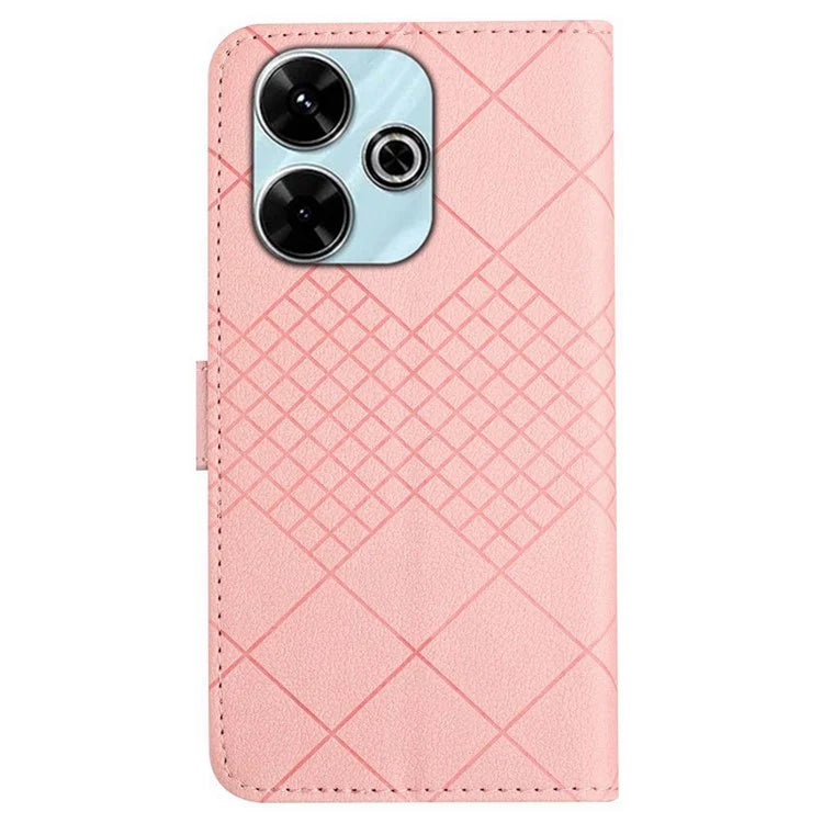 HT06 For Xiaomi Redmi 13 4G Case Litchi Texture Leather Wallet Phone Cover with Strap