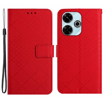 HT06 For Xiaomi Redmi 13 4G Case Litchi Texture Leather Wallet Phone Cover with Strap