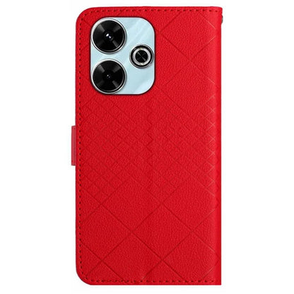 HT06 For Xiaomi Redmi 13 4G Case Litchi Texture Leather Wallet Phone Cover with Strap
