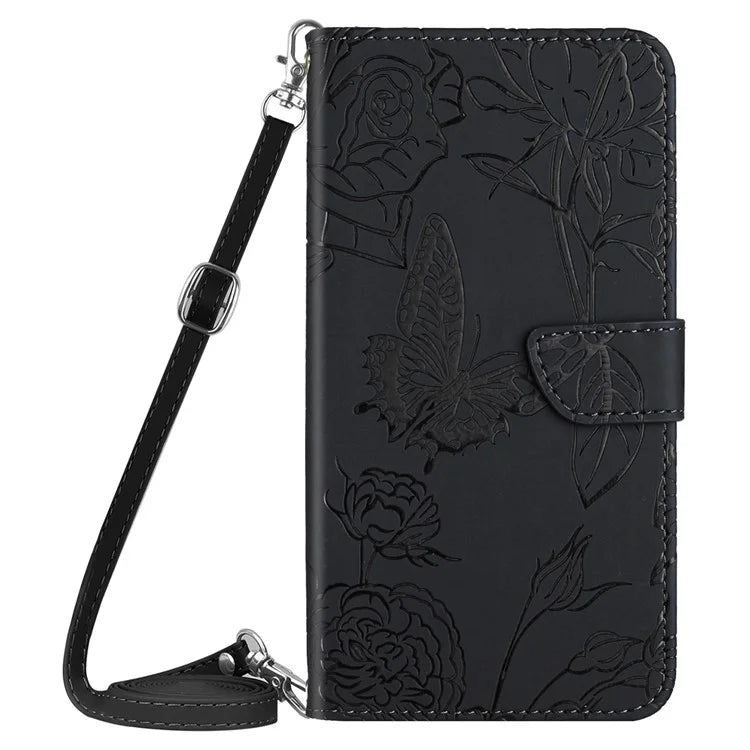 HT03 For Xiaomi Redmi 13 4G Case Butterfly Flowers Imprint Leather Flip Phone Cover