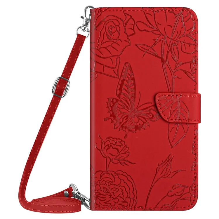 HT03 For Xiaomi Redmi 13 4G Case Butterfly Flowers Imprint Leather Flip Phone Cover
