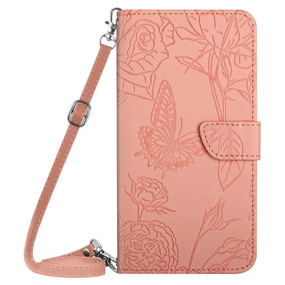 HT03 For Xiaomi Redmi 13 4G Case Butterfly Flowers Imprint Leather Flip Phone Cover