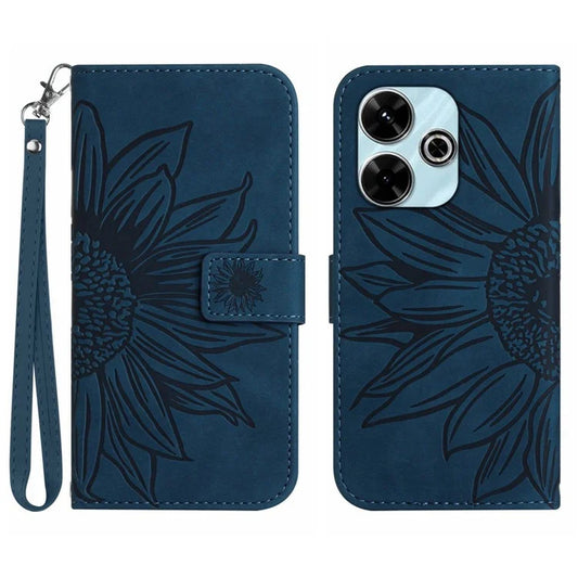 HT04 For Xiaomi Redmi 13 4G Case PU Leather Handbag Phone Cover Sunflower