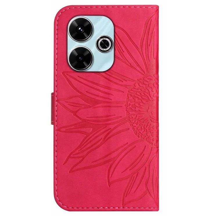 HT04 For Xiaomi Redmi 13 4G Case PU Leather Handbag Phone Cover Sunflower