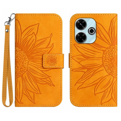 HT04 For Xiaomi Redmi 13 4G Case PU Leather Handbag Phone Cover Sunflower