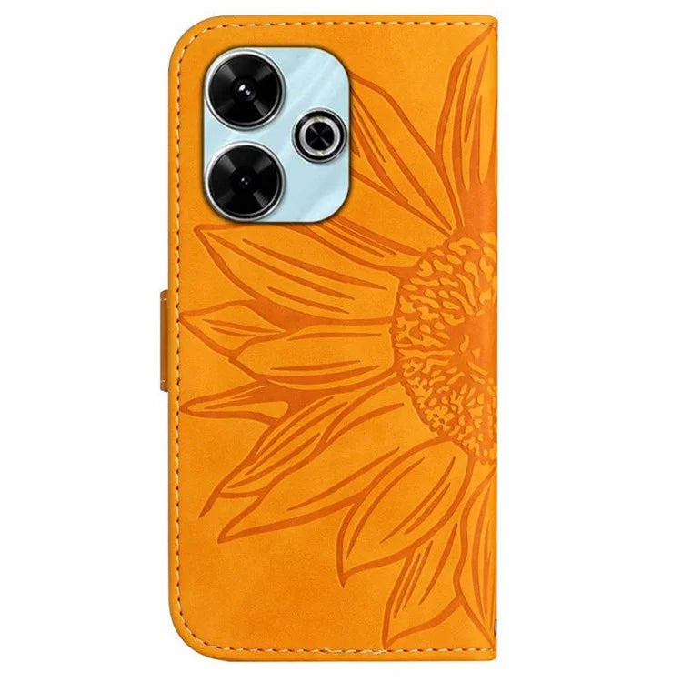 HT04 For Xiaomi Redmi 13 4G Case PU Leather Handbag Phone Cover Sunflower