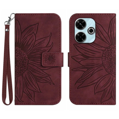 HT04 For Xiaomi Redmi 13 4G Case PU Leather Handbag Phone Cover Sunflower