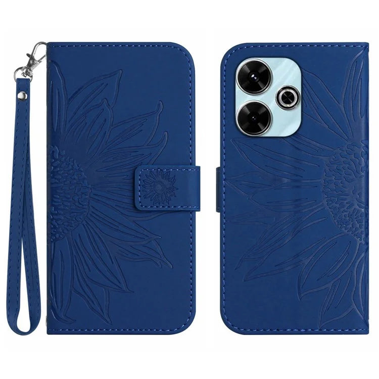 HT04 For Xiaomi Redmi 13 4G Case PU Leather Handbag Phone Cover Sunflower