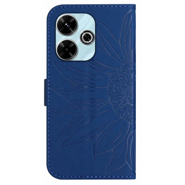 HT04 For Xiaomi Redmi 13 4G Case PU Leather Handbag Phone Cover Sunflower