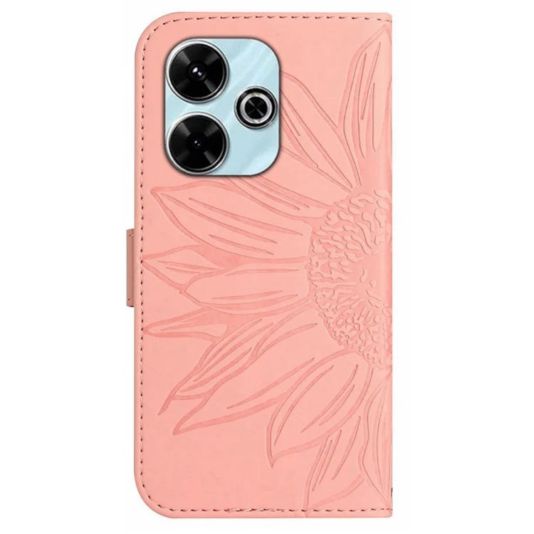HT04 For Xiaomi Redmi 13 4G Case PU Leather Handbag Phone Cover Sunflower