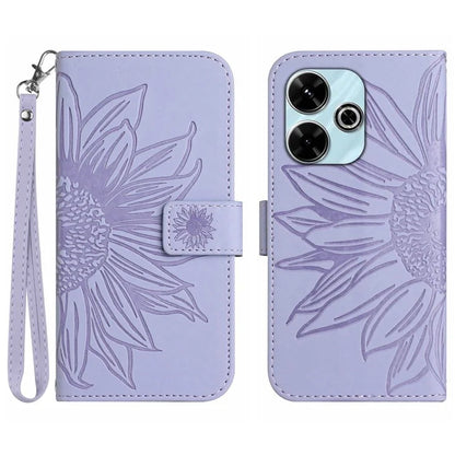 HT04 For Xiaomi Redmi 13 4G Case PU Leather Handbag Phone Cover Sunflower