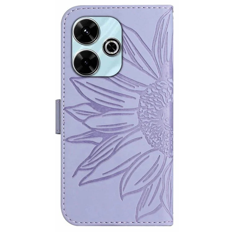 HT04 For Xiaomi Redmi 13 4G Case PU Leather Handbag Phone Cover Sunflower