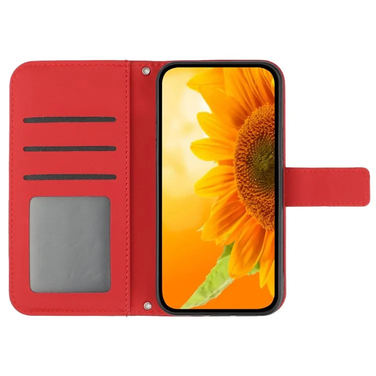 HT04 For Xiaomi Redmi 13 4G Case PU Leather Handbag Phone Cover Sunflower