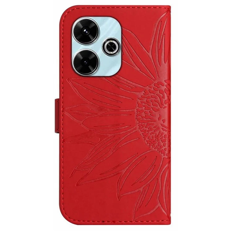 HT04 For Xiaomi Redmi 13 4G Case PU Leather Handbag Phone Cover Sunflower