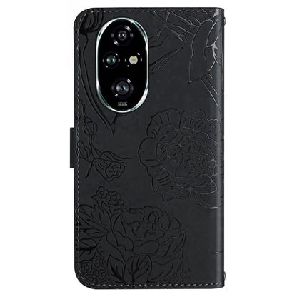 HT03 For Honor 200 Pro 5G Case PU Leather Phone Cover Butterfly and Flower Imprinted