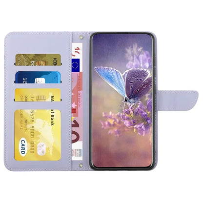 HT03 For Honor 200 Pro 5G Case PU Leather Phone Cover Butterfly and Flower Imprinted