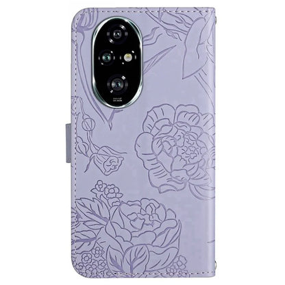 HT03 For Honor 200 Pro 5G Case PU Leather Phone Cover Butterfly and Flower Imprinted