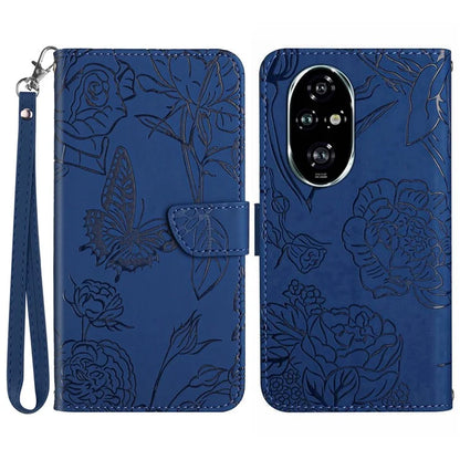 HT03 For Honor 200 Pro 5G Case PU Leather Phone Cover Butterfly and Flower Imprinted