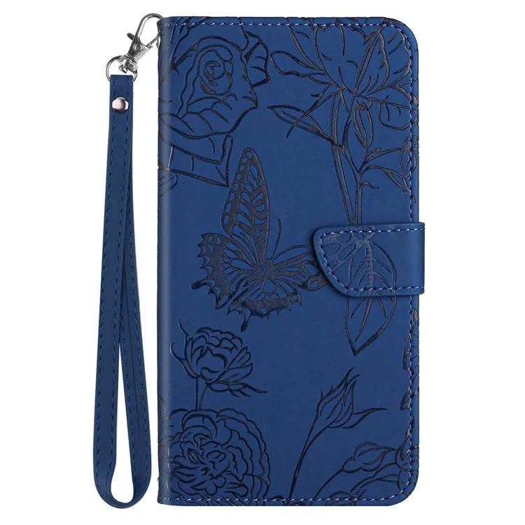 HT03 For Honor 200 Pro 5G Case PU Leather Phone Cover Butterfly and Flower Imprinted