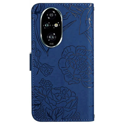 HT03 For Honor 200 Pro 5G Case PU Leather Phone Cover Butterfly and Flower Imprinted