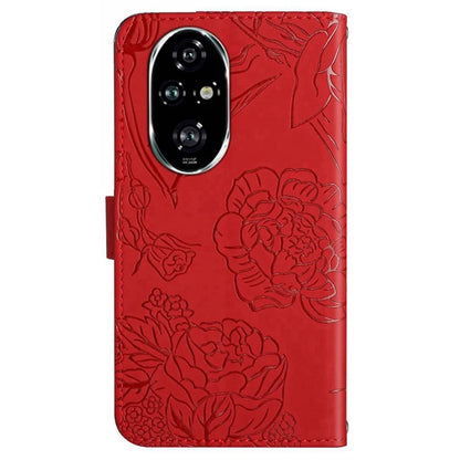 HT03 For Honor 200 Pro 5G Case PU Leather Phone Cover Butterfly and Flower Imprinted