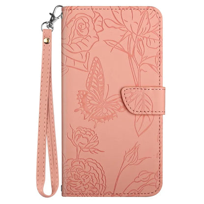 HT03 For Honor 200 Pro 5G Case PU Leather Phone Cover Butterfly and Flower Imprinted