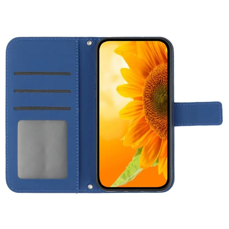 HT04 For Honor 200 Pro 5G Case Sunflower Leather Phone Cover with Hand Strap