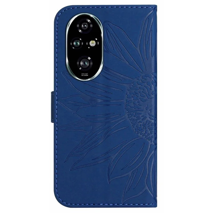HT04 For Honor 200 Pro 5G Case Sunflower Leather Phone Cover with Hand Strap