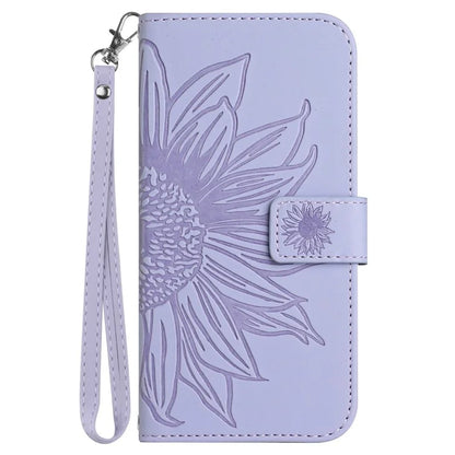 HT04 For Honor 200 Pro 5G Case Sunflower Leather Phone Cover with Hand Strap