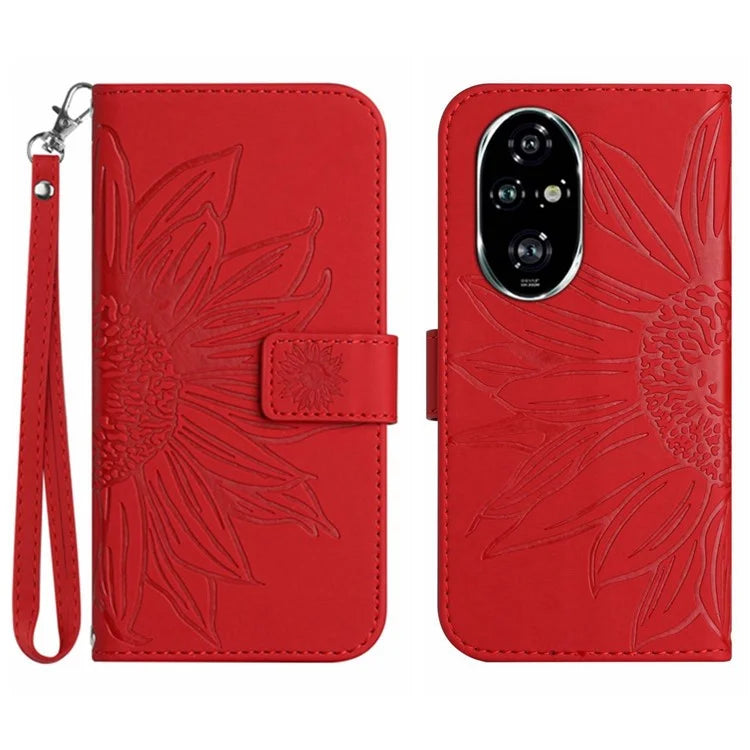 HT04 For Honor 200 Pro 5G Case Sunflower Leather Phone Cover with Hand Strap